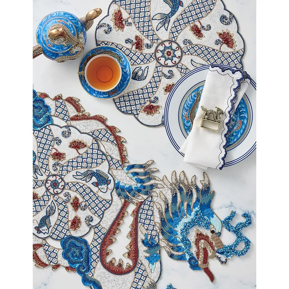 Orient Global Bazaar Glass Beaded Placemat Set - White