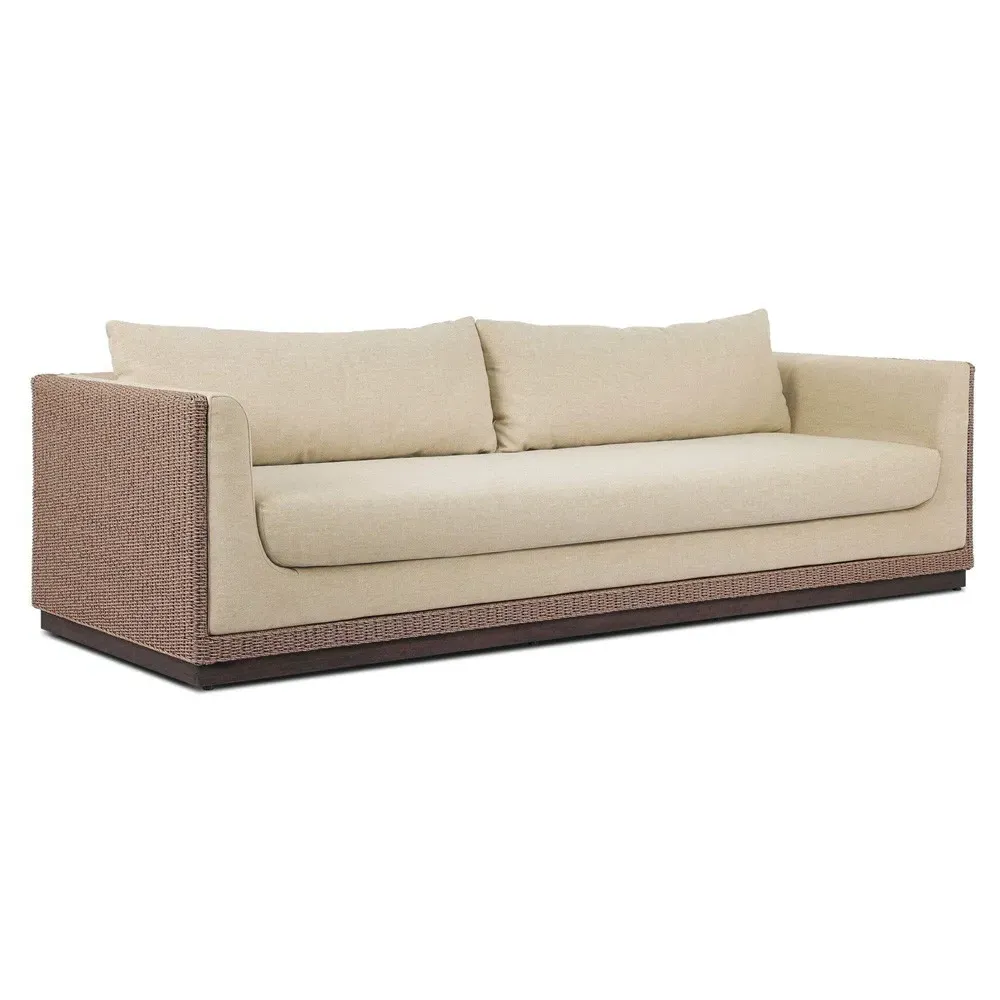 Orin 96" Woven Teak Outdoor Sofa - Brown, Teak