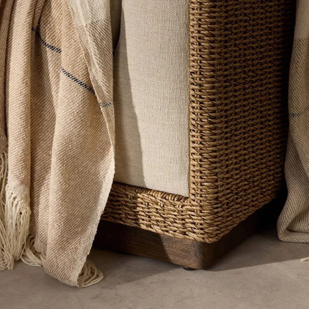 Orin 96" Woven Teak Outdoor Sofa - Brown, Teak