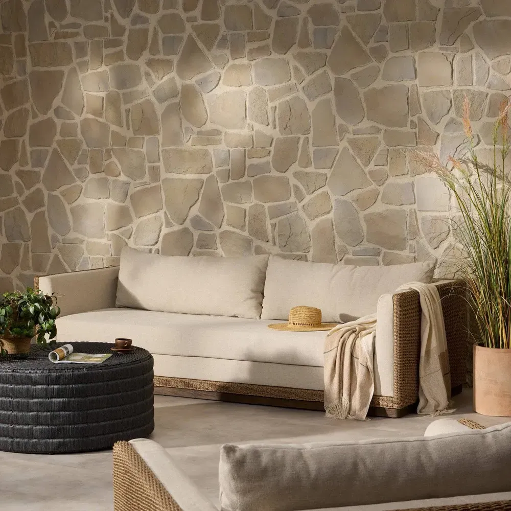 Orin 96" Woven Teak Outdoor Sofa - Brown, Teak