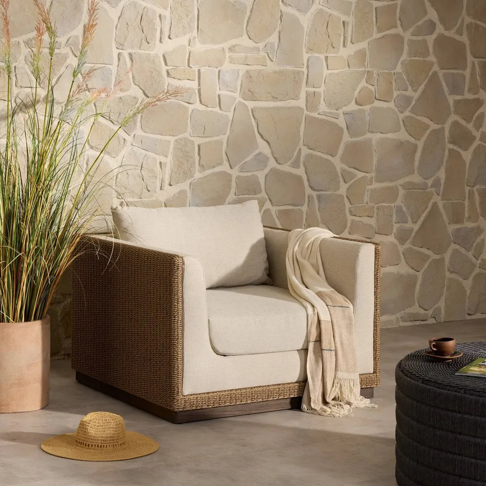 Orin Woven Teak Outdoor Lounge Chair - Brown, Teak