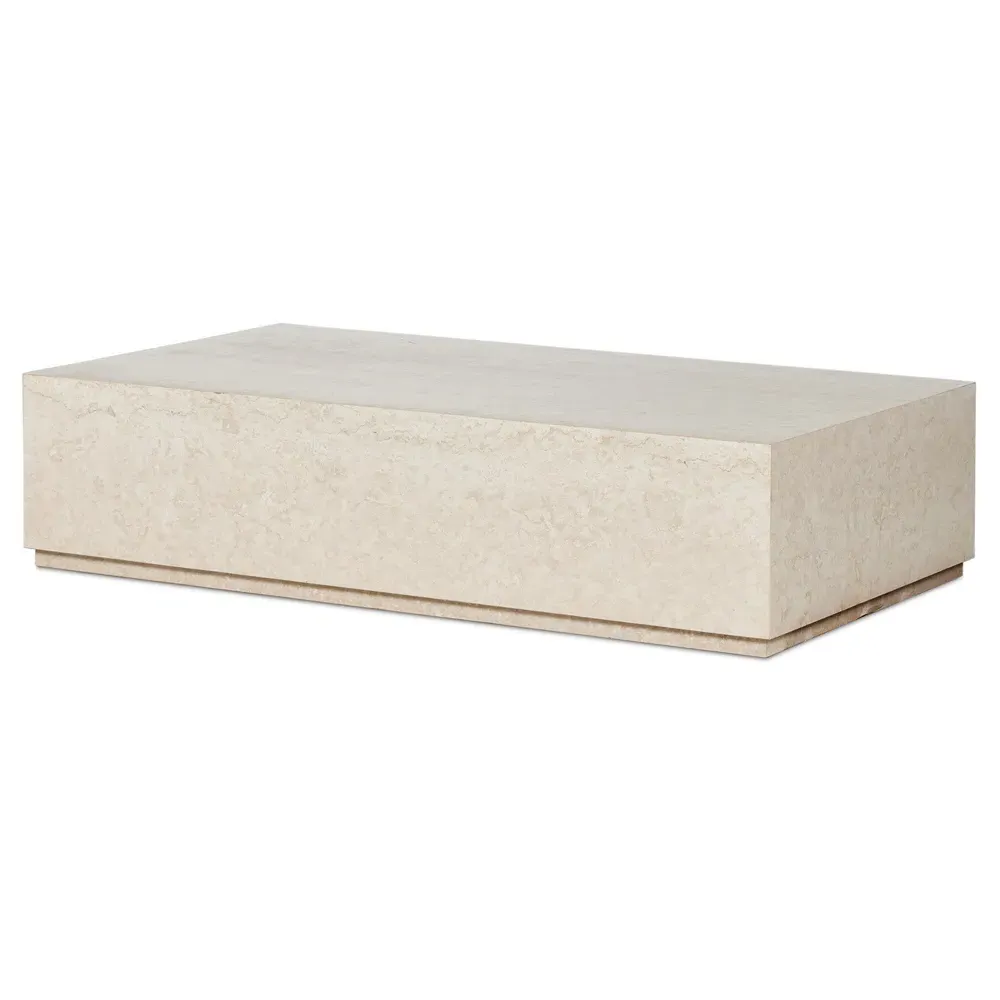 Orkins Rectangular Outdoor Coffee Table - Cream, Marble