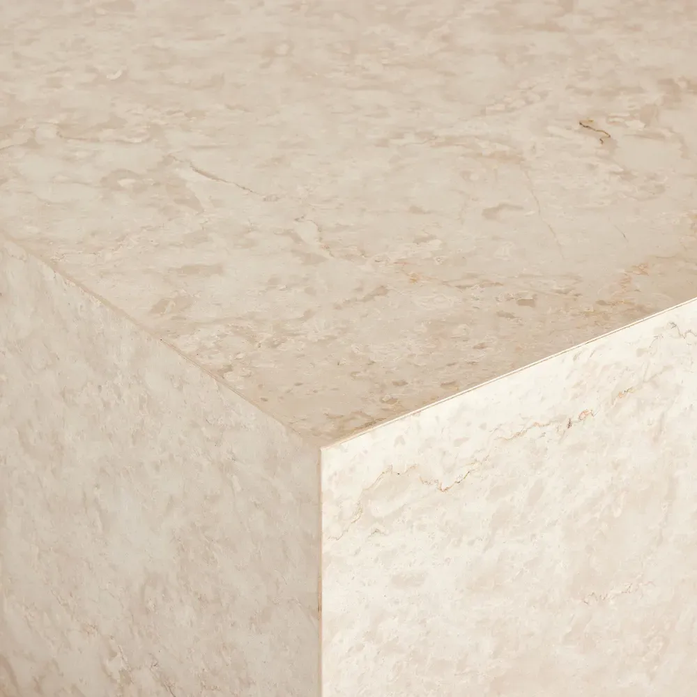 Orkins Rectangular Outdoor Coffee Table - Cream, Marble