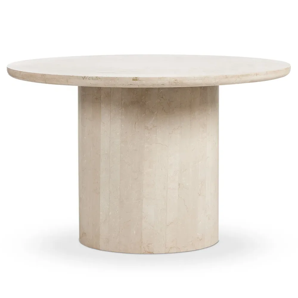 Orkins Round Outdoor Dining Table - Cream, Marble