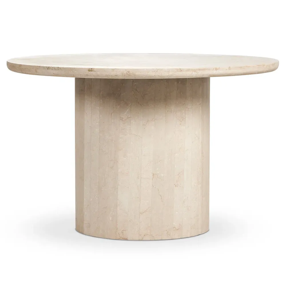 Orkins Round Outdoor Dining Table - Cream, Marble