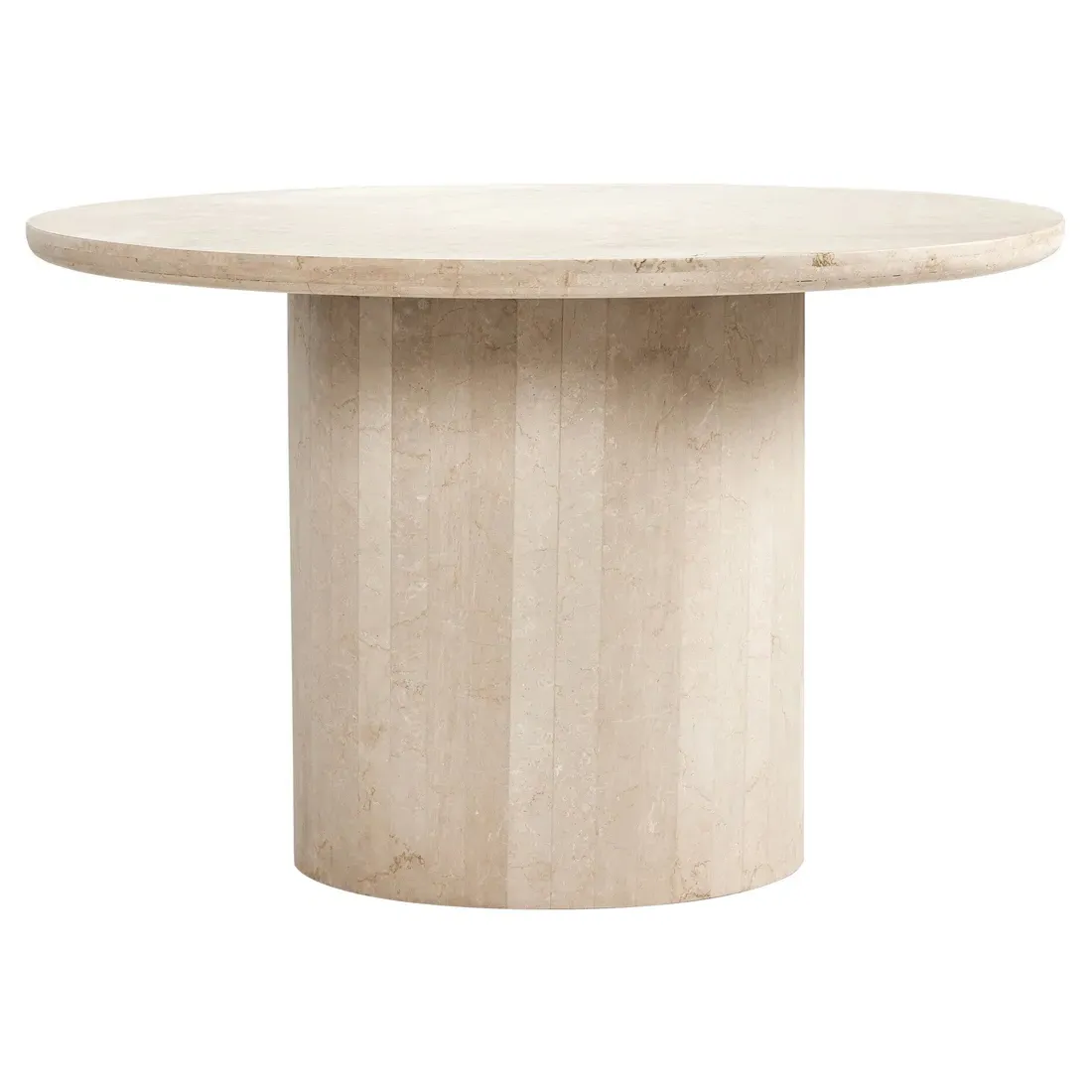 Orkins Round Outdoor Dining Table - Cream, Marble image