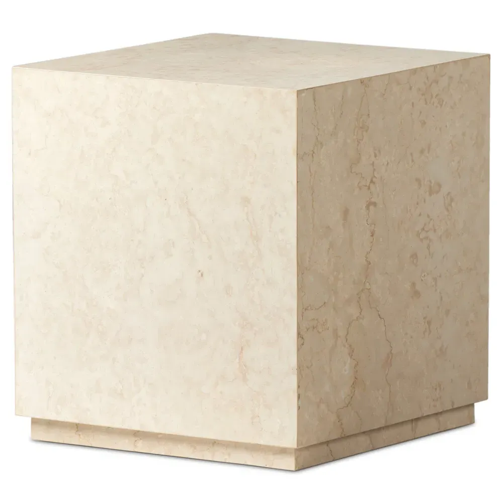 Orkins Square Outdoor End Table - Cream, Marble
