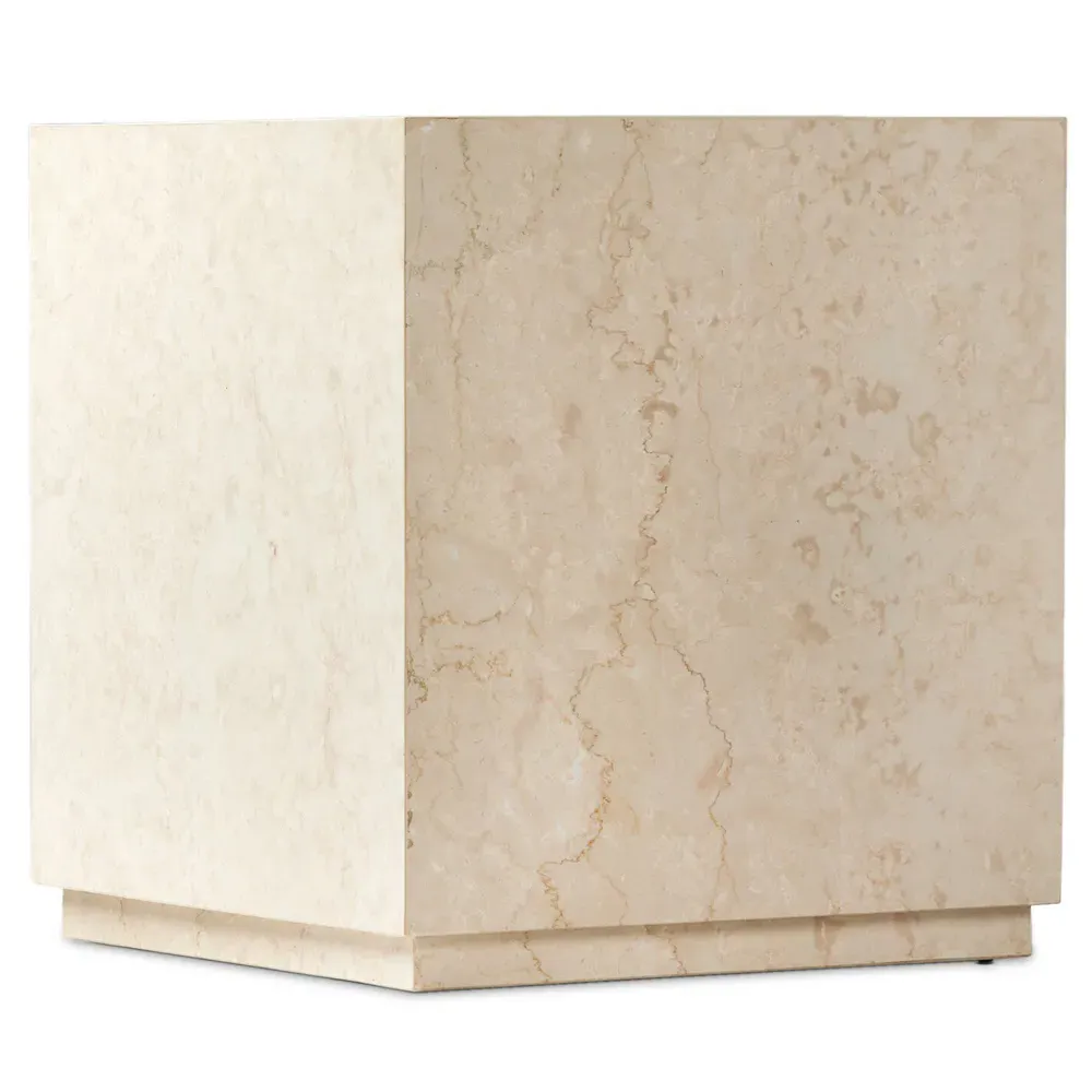 Orkins Square Outdoor End Table - Cream, Marble