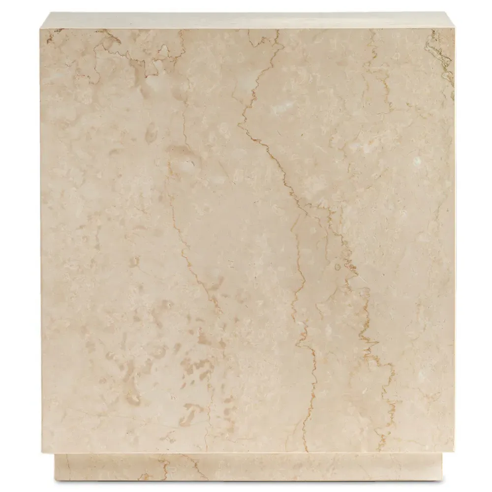 Orkins Square Outdoor End Table - Cream, Marble