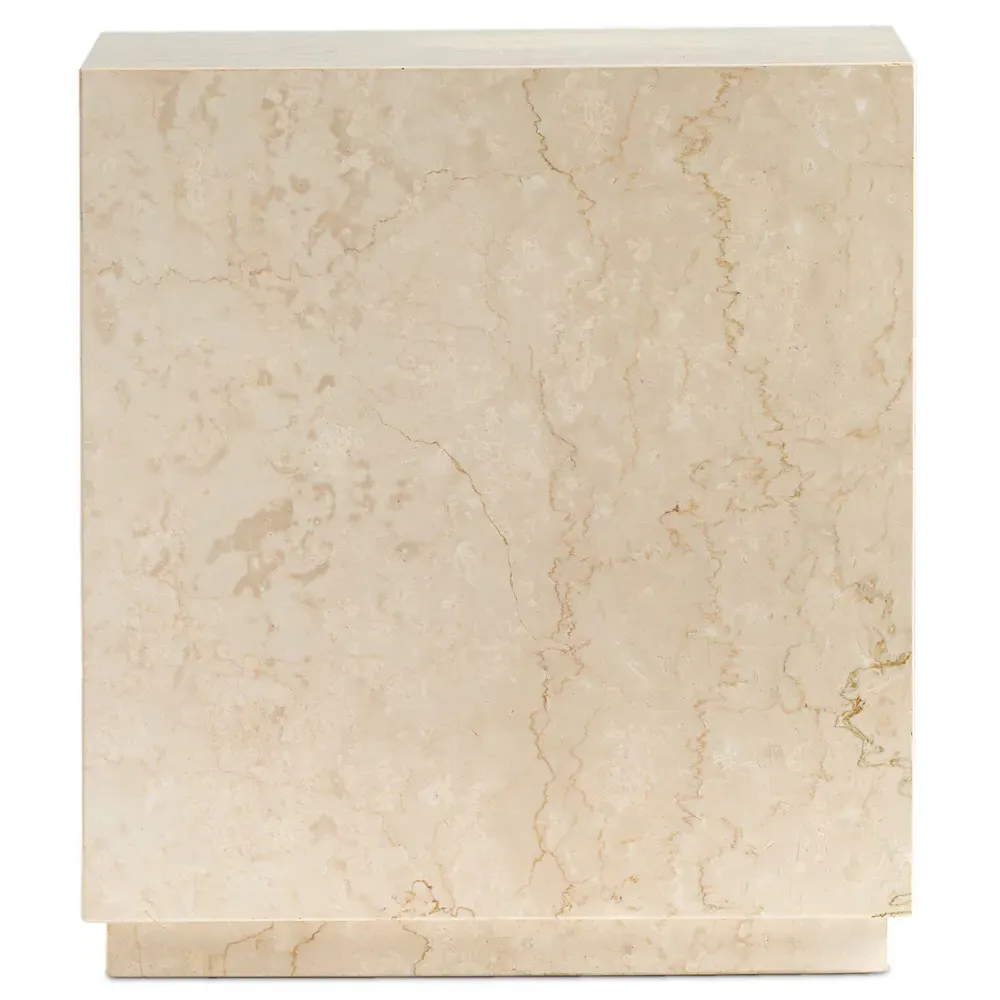 Orkins Square Outdoor End Table - Cream, Marble