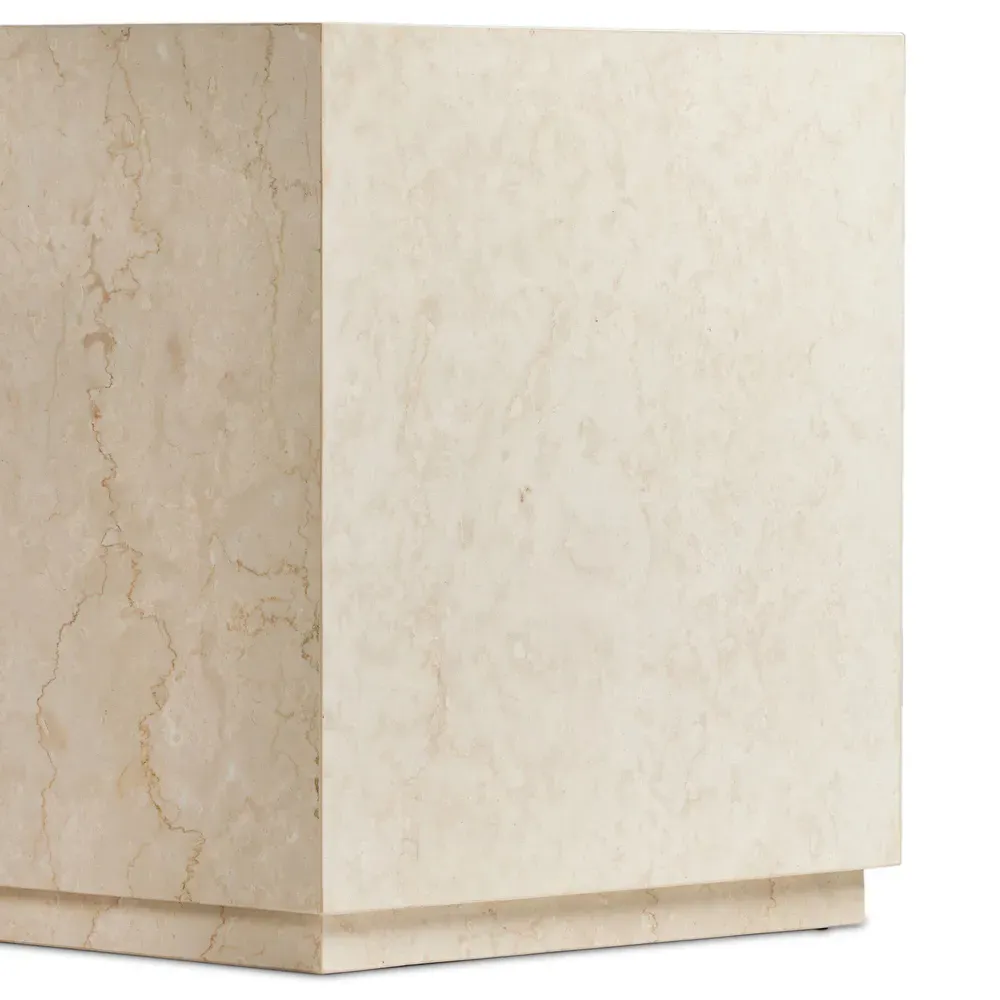 Orkins Square Outdoor End Table - Cream, Marble