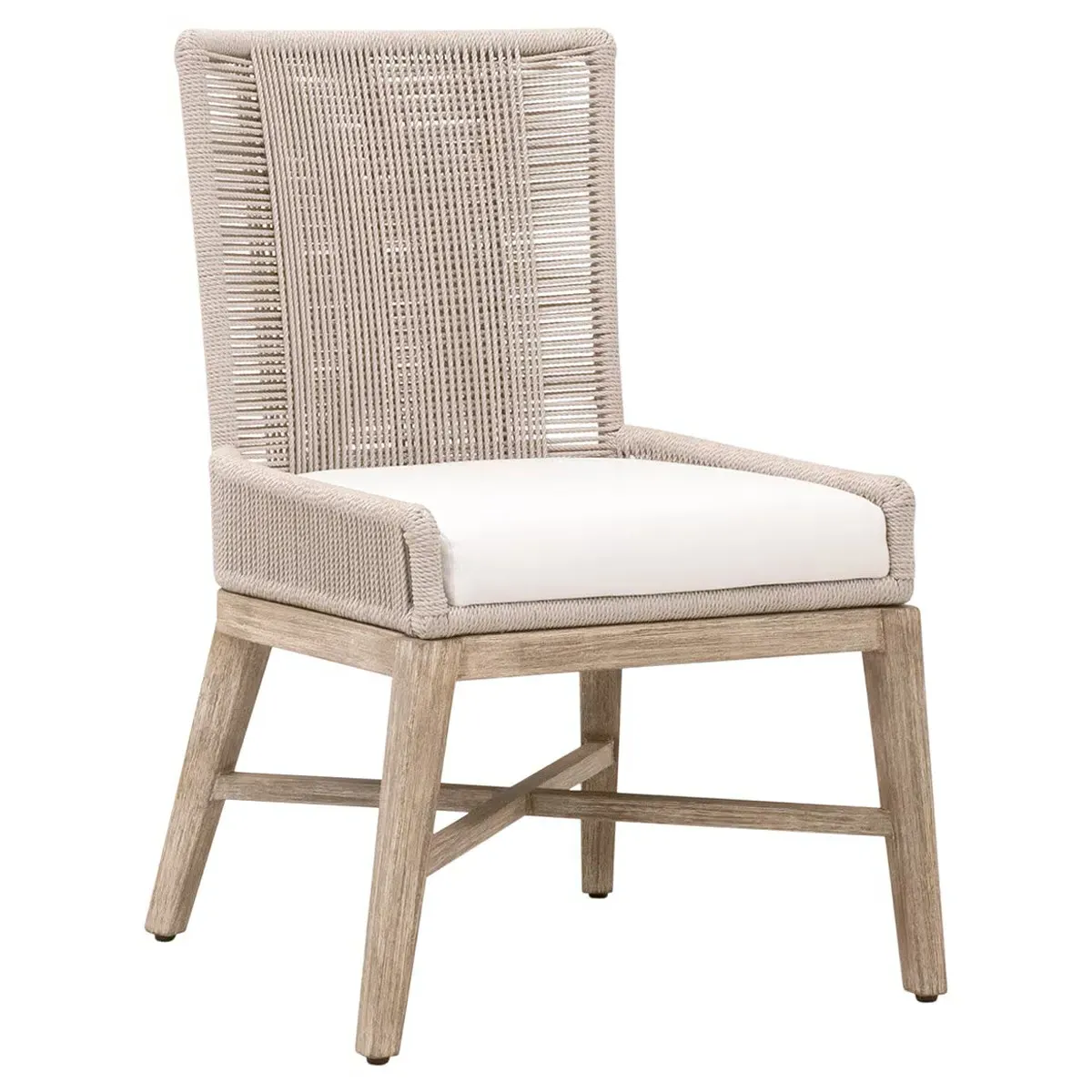 Orla Coastal Woven Dining Chair Set of 2 - Grey, Mahogany