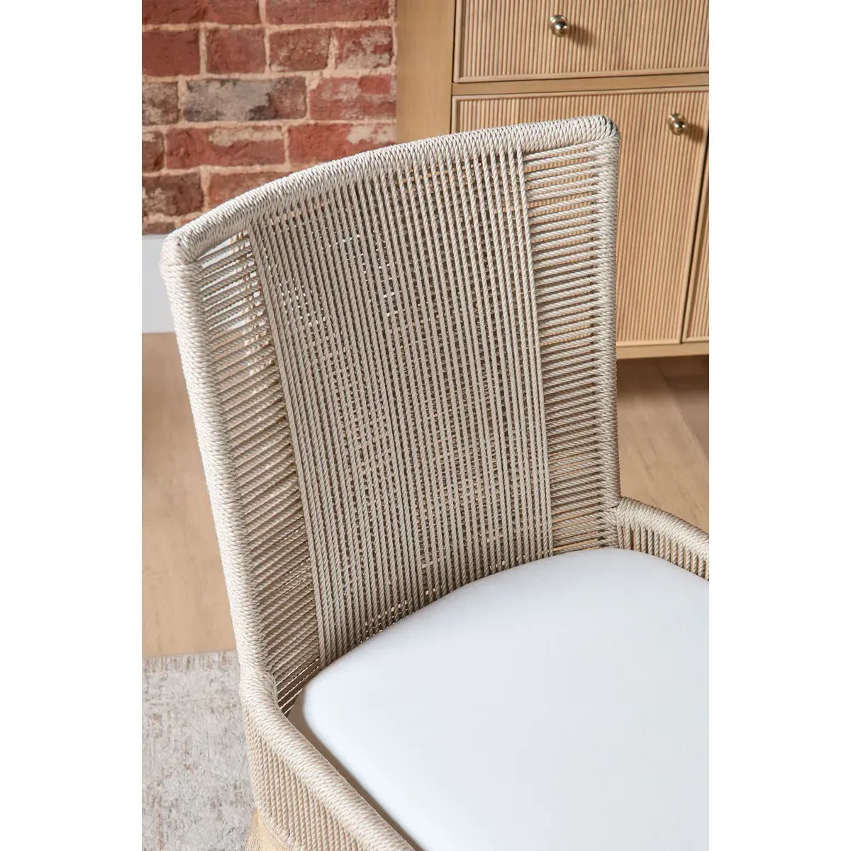 Orla Coastal Woven Dining Chair Set of 2 - Grey, Mahogany