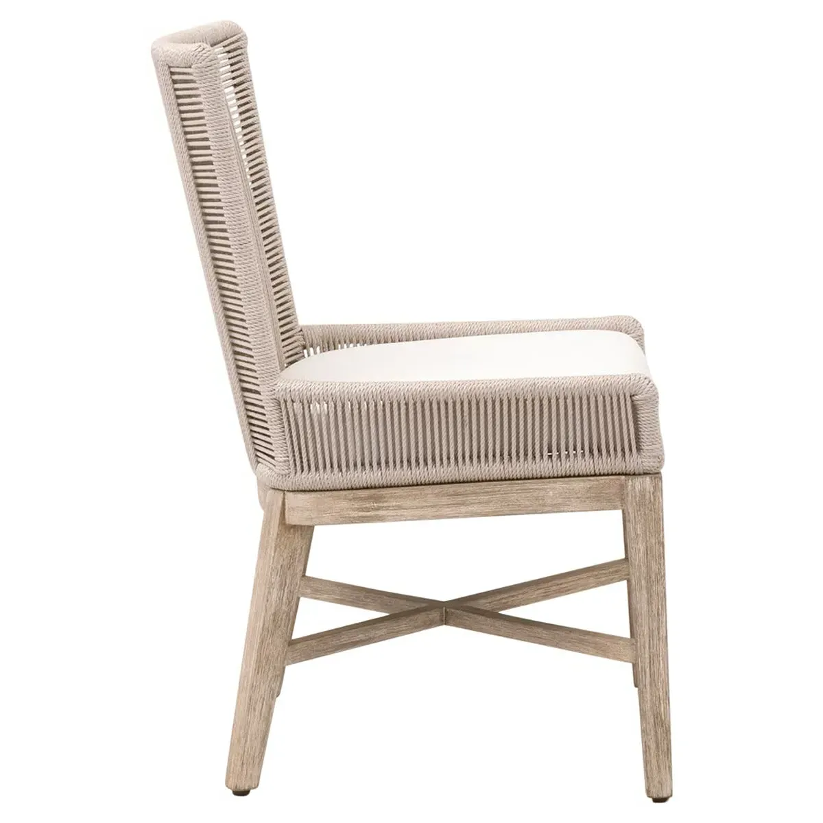 Orla Coastal Woven Dining Chair Set of 2 - Grey, Mahogany