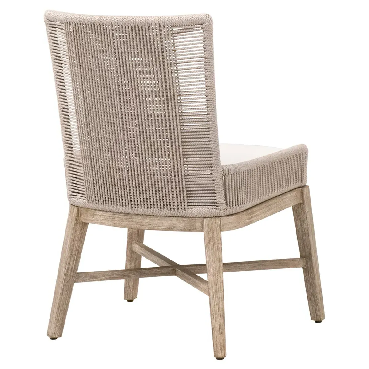 Orla Coastal Woven Dining Chair Set of 2 - Grey, Mahogany