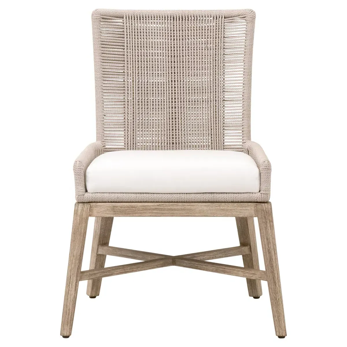 Orla Coastal Woven Dining Chair Set of 2 - Grey, Mahogany