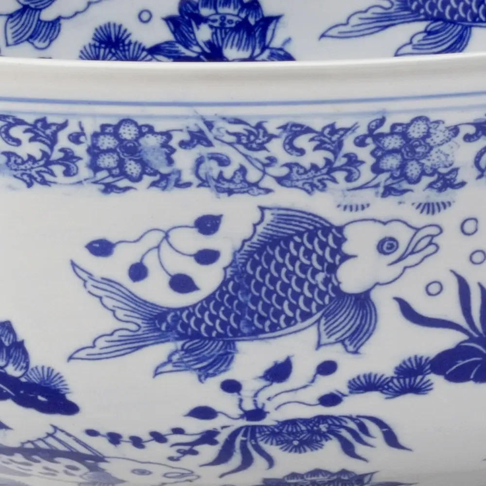 Orla Fish Bowl - Blue, Porcelain
