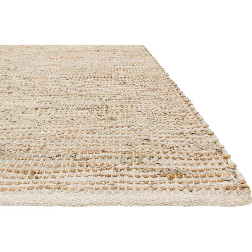 Orlin Woven Rug - Ivory, Jute Leather