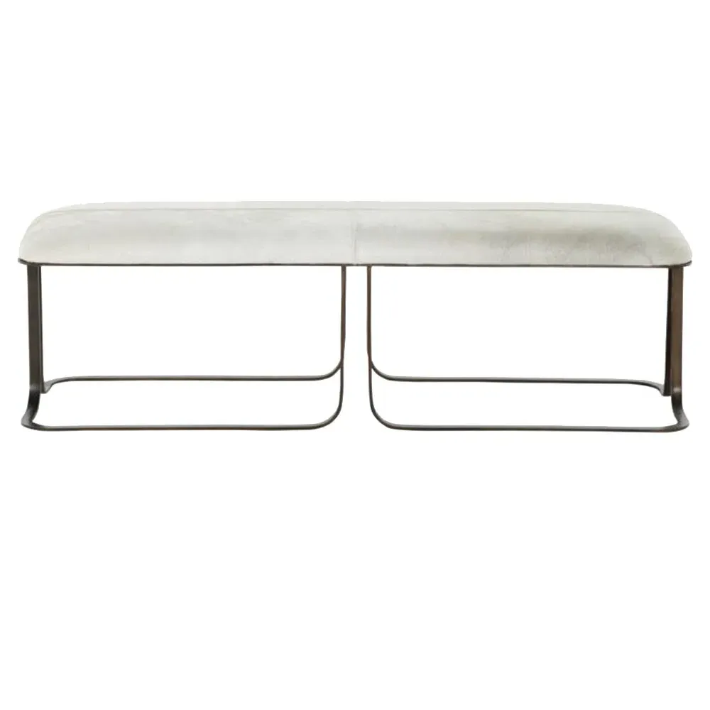 Orson Bench - White, Hair On Hide image