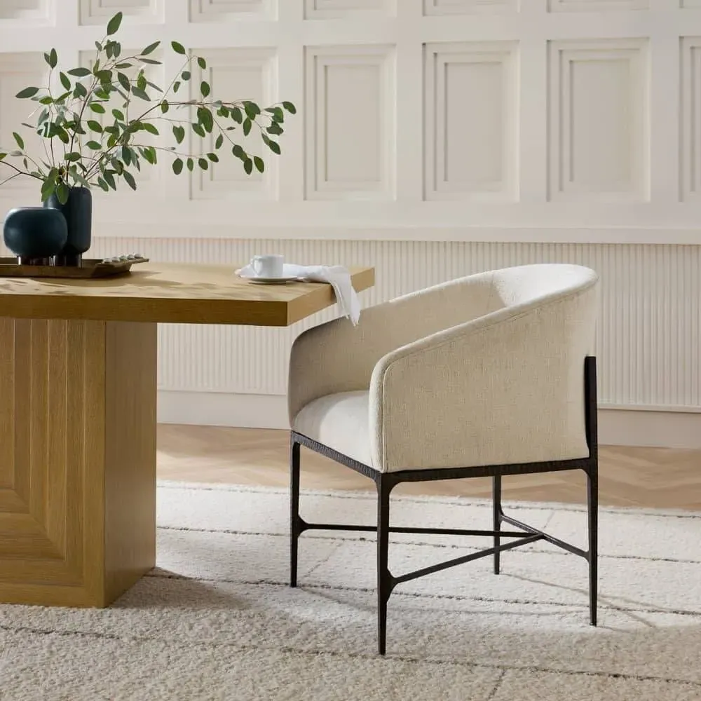 Osbourne Dining Arm Chair - Cream, Iron