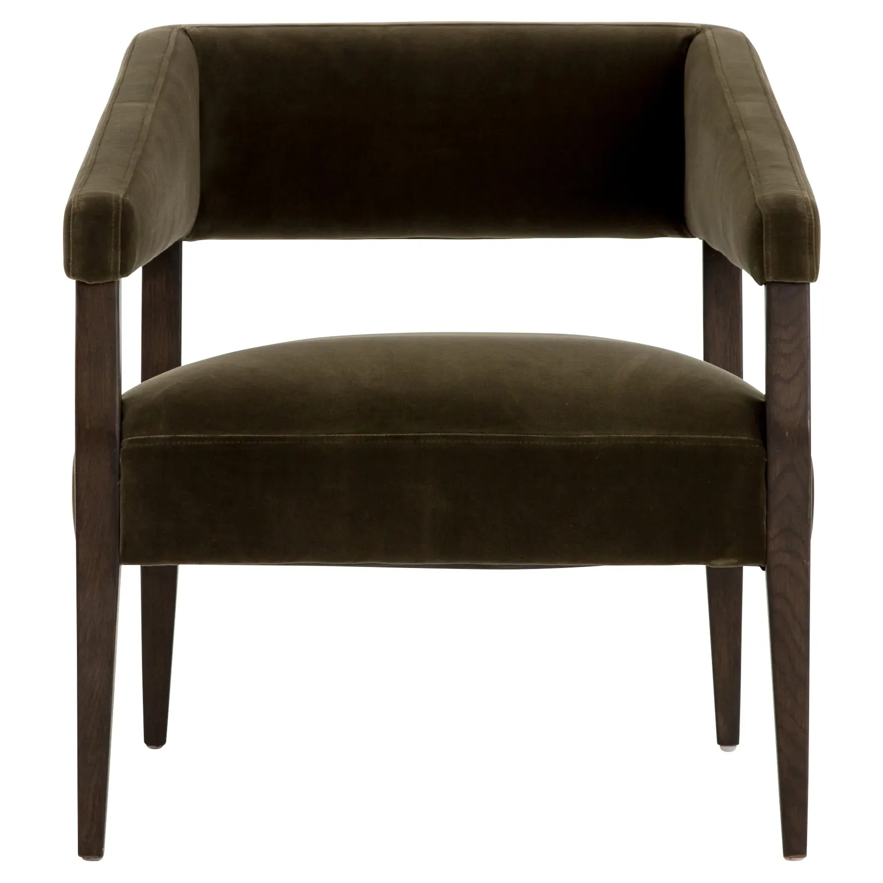 Oscar Mid Century Club Arm Chair - Olive Green, Oak