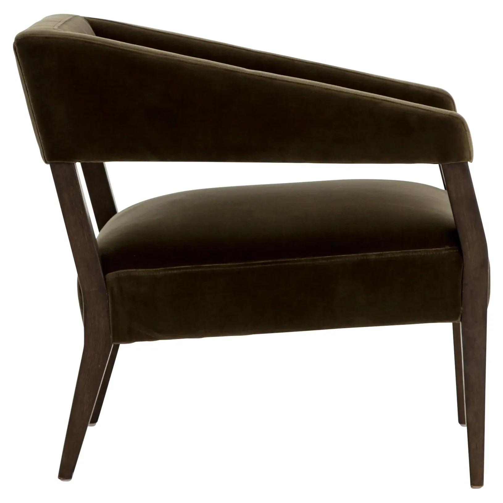 Oscar Mid Century Club Arm Chair - Olive Green, Oak