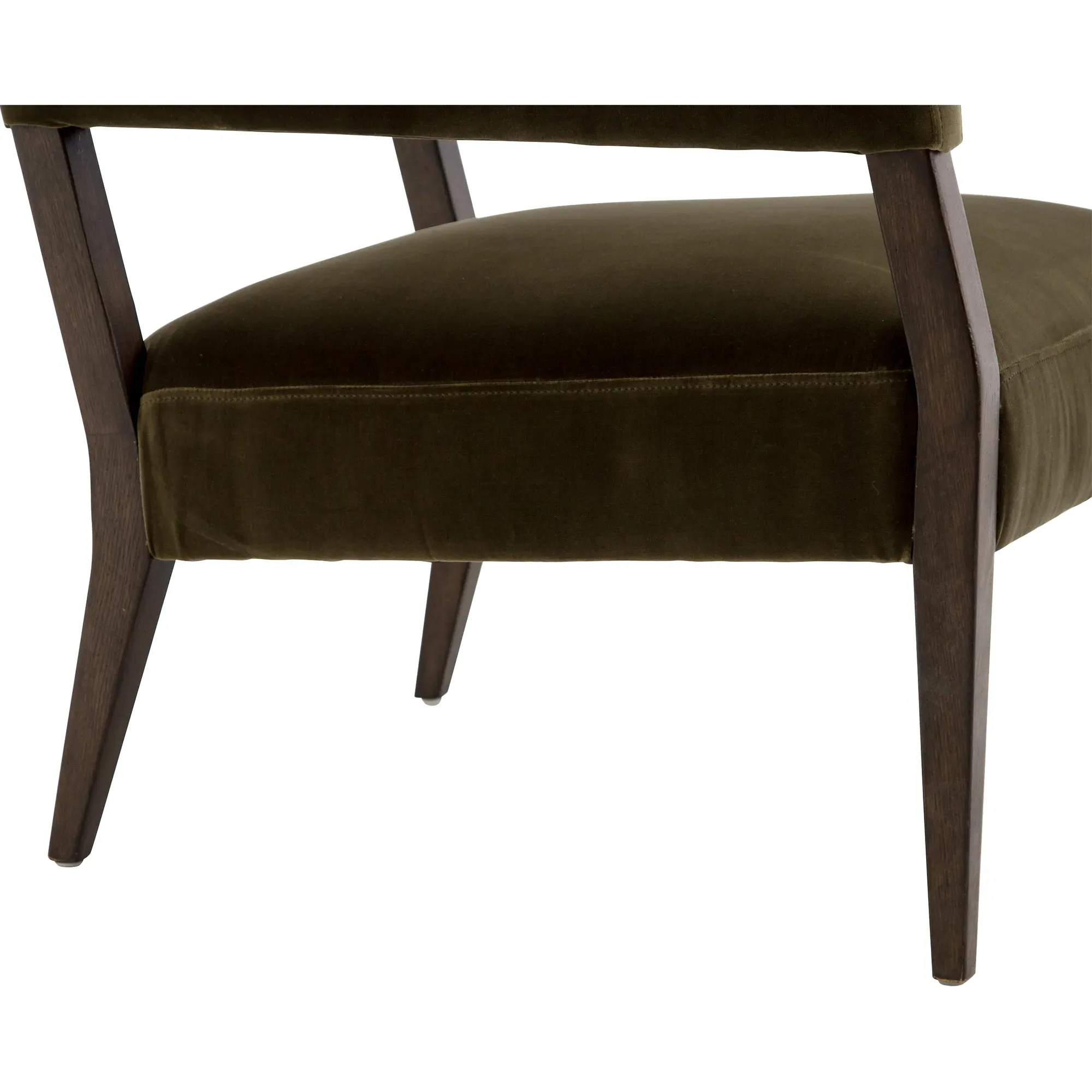 Oscar Mid Century Club Arm Chair - Olive Green, Oak