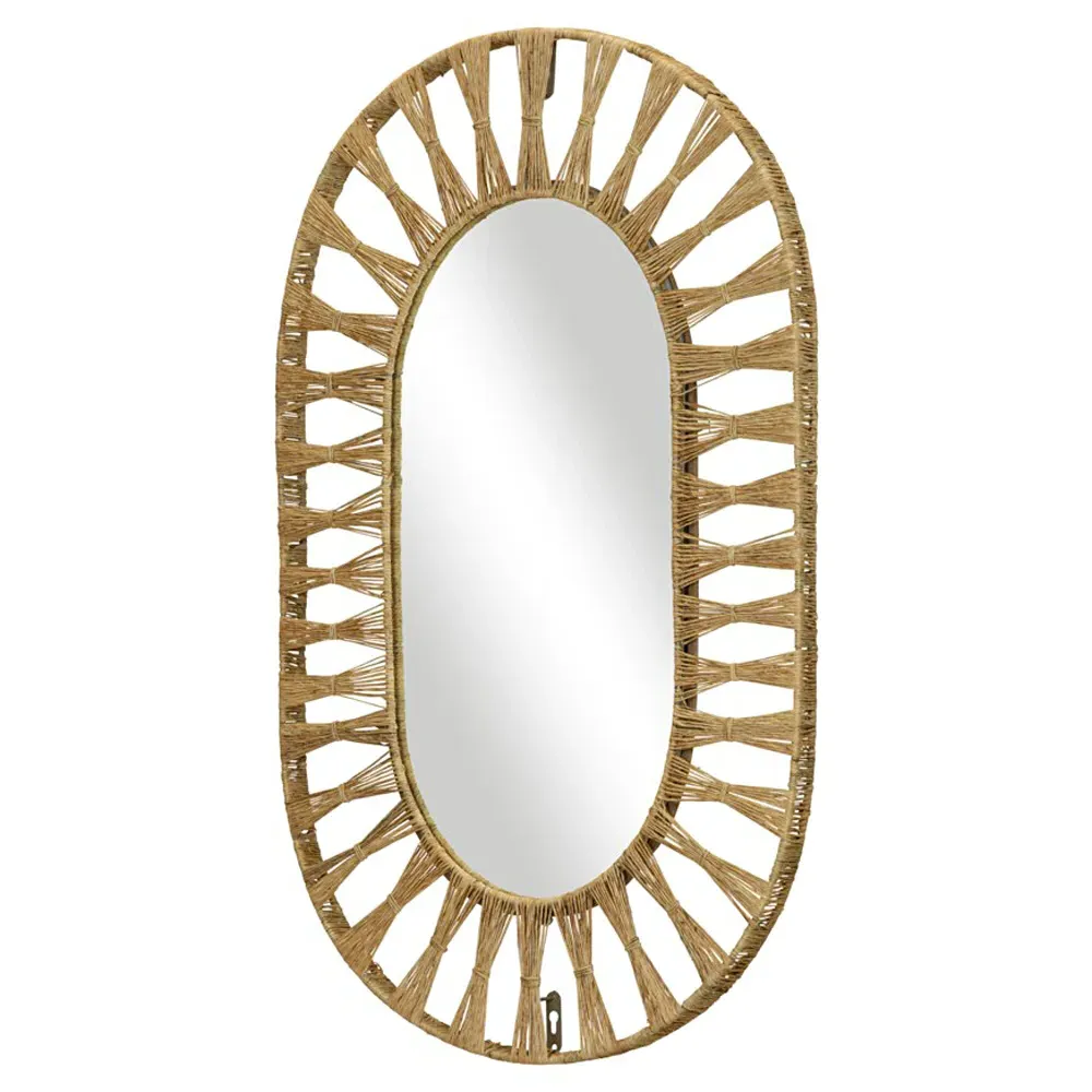 Oscar Oval Wall Mirror - Brown, Jute
