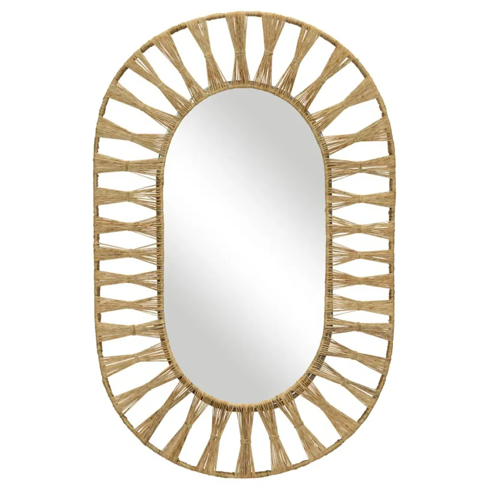 Oscar Oval Wall Mirror - Brown, Jute image