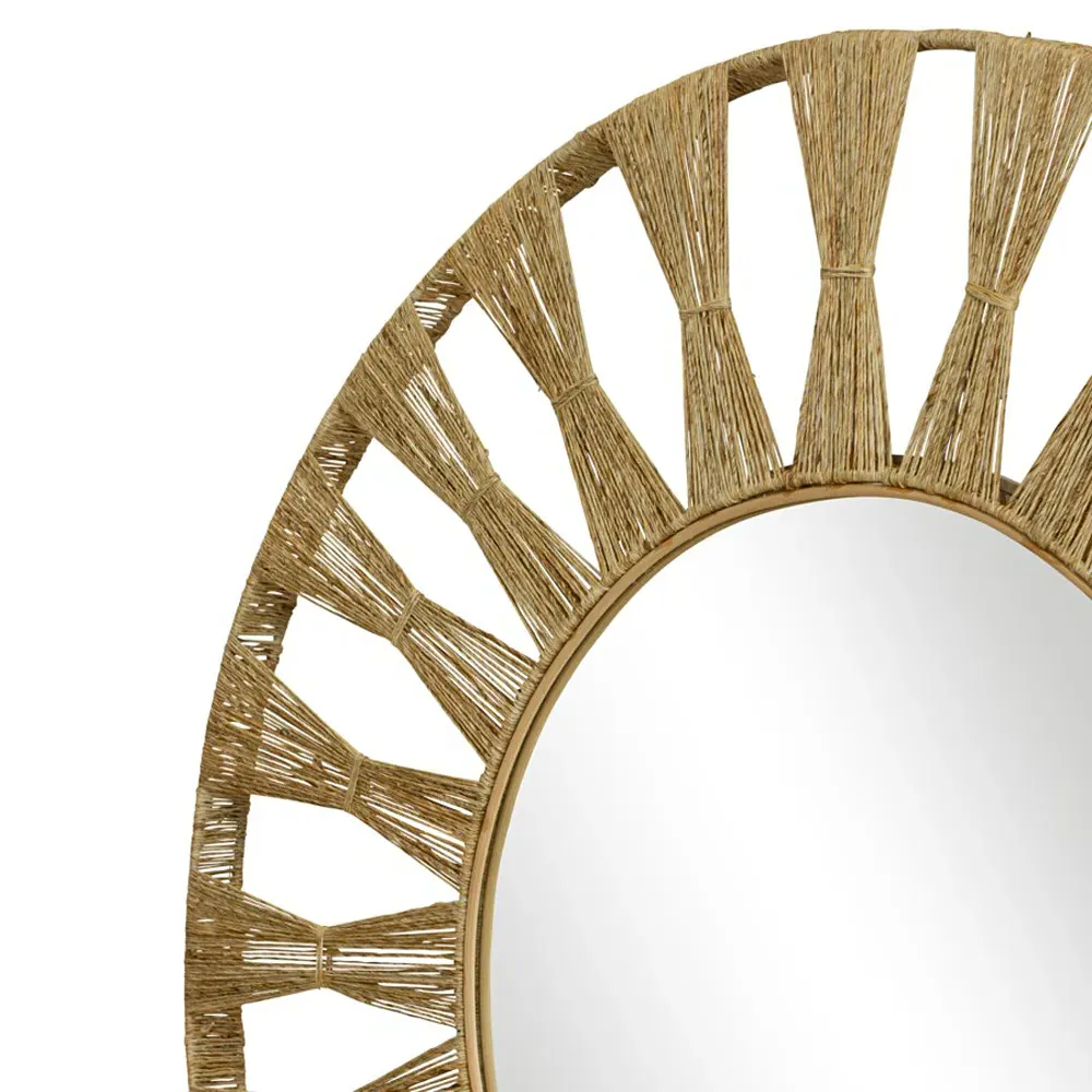 Oscar Round Wall Mirror - Brown, Jute