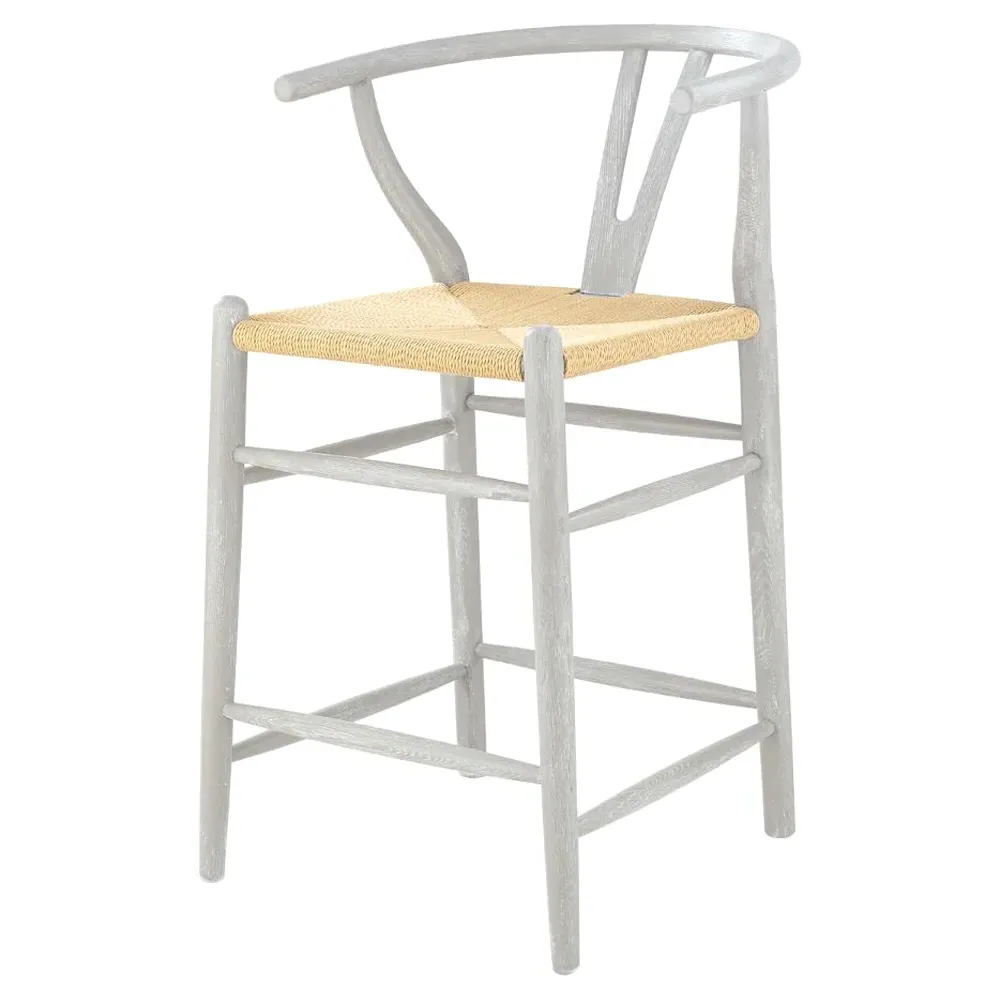 Oslo Counter Stool with Rope Seat - Grey, Oak