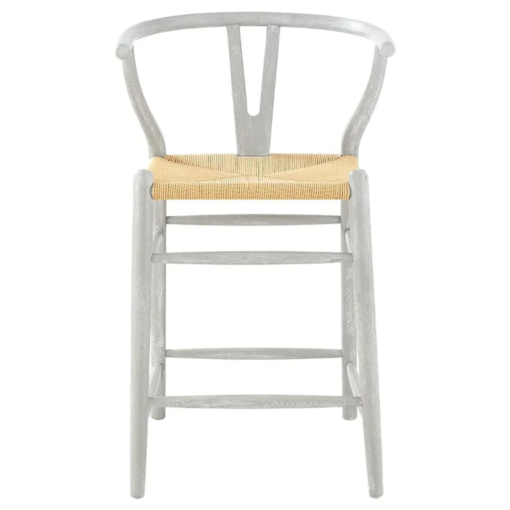 Oslo Counter Stool with Rope Seat - Grey, Oak image