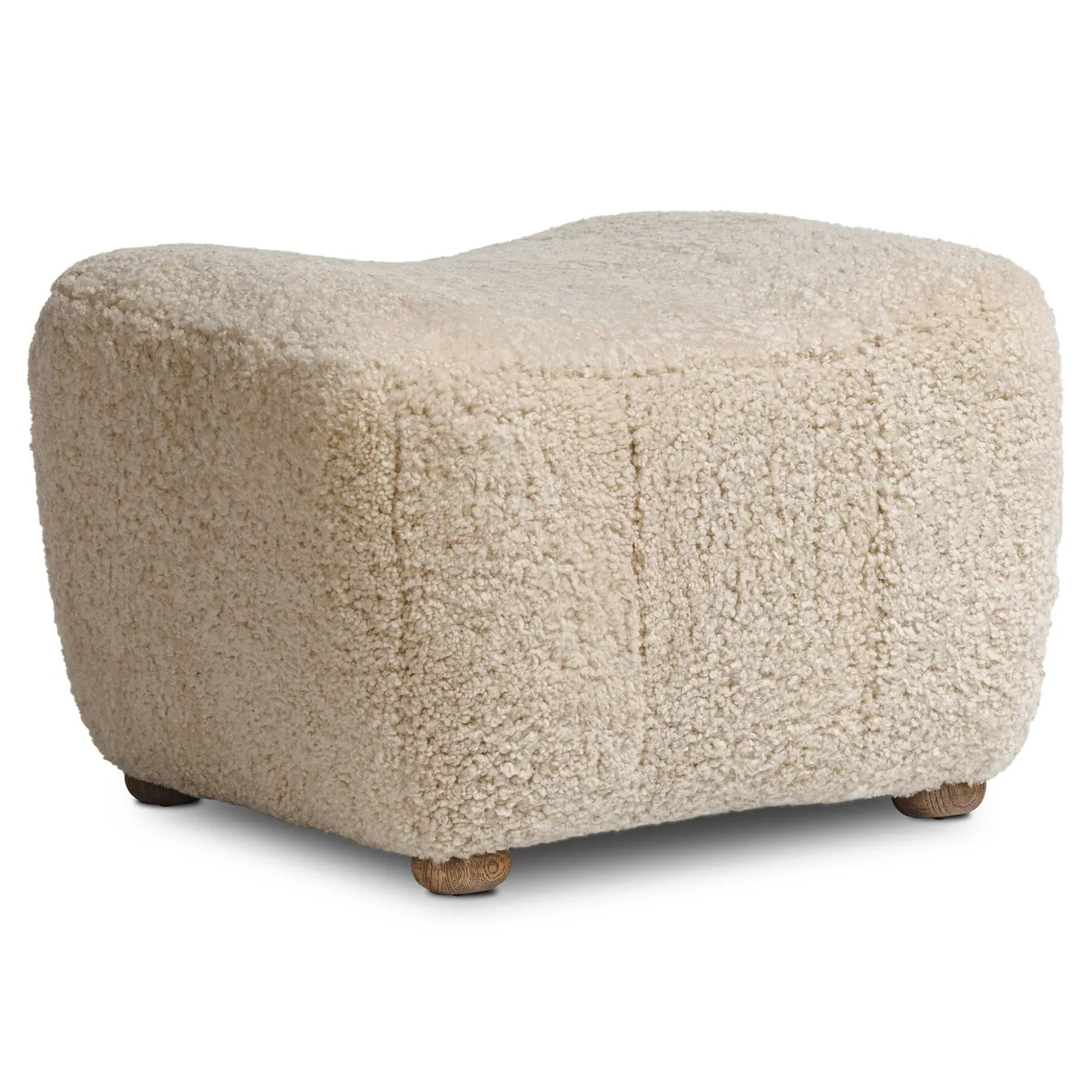 Oslo Shearling Ottoman - Beige, Oak