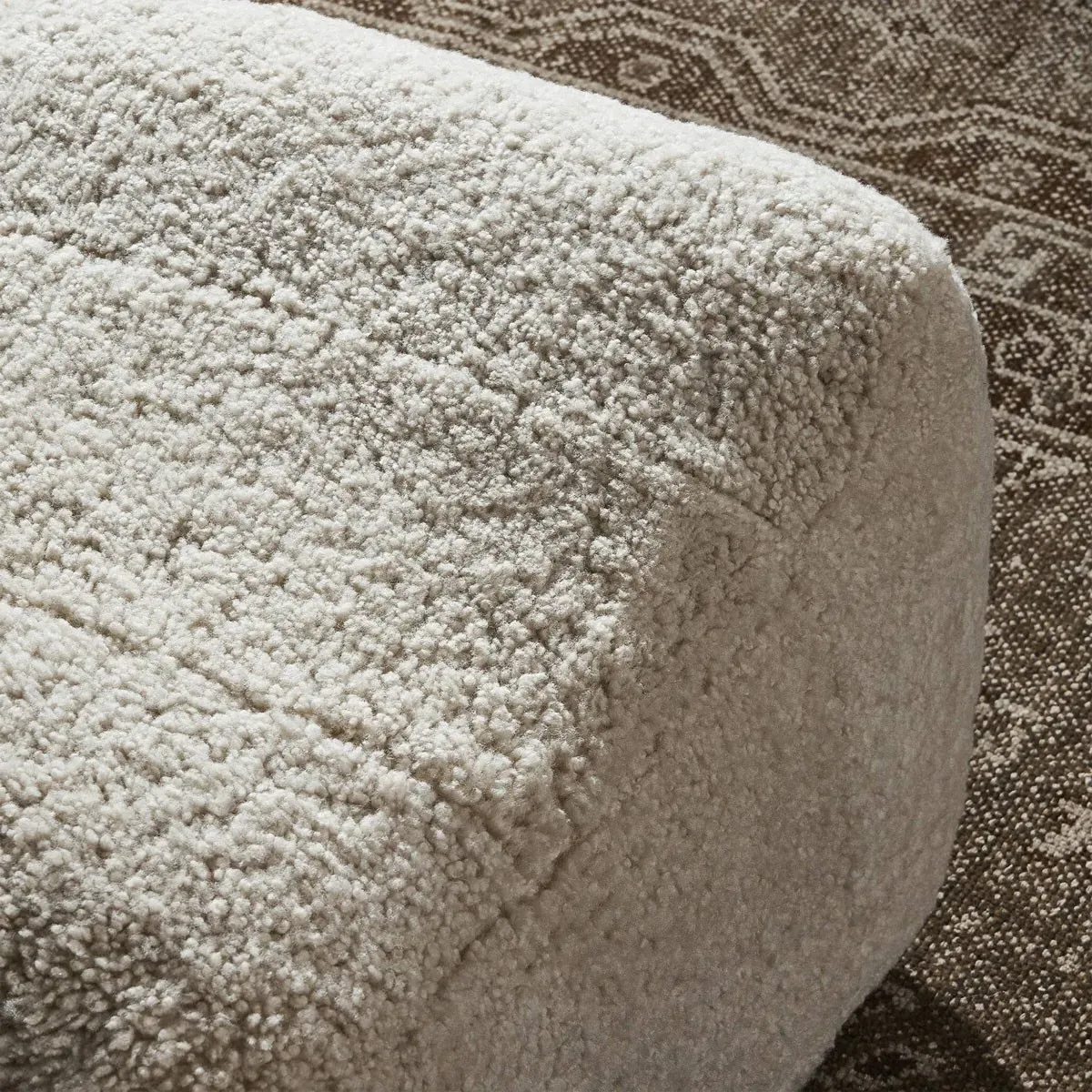 Oslo Shearling Ottoman - Beige, Oak