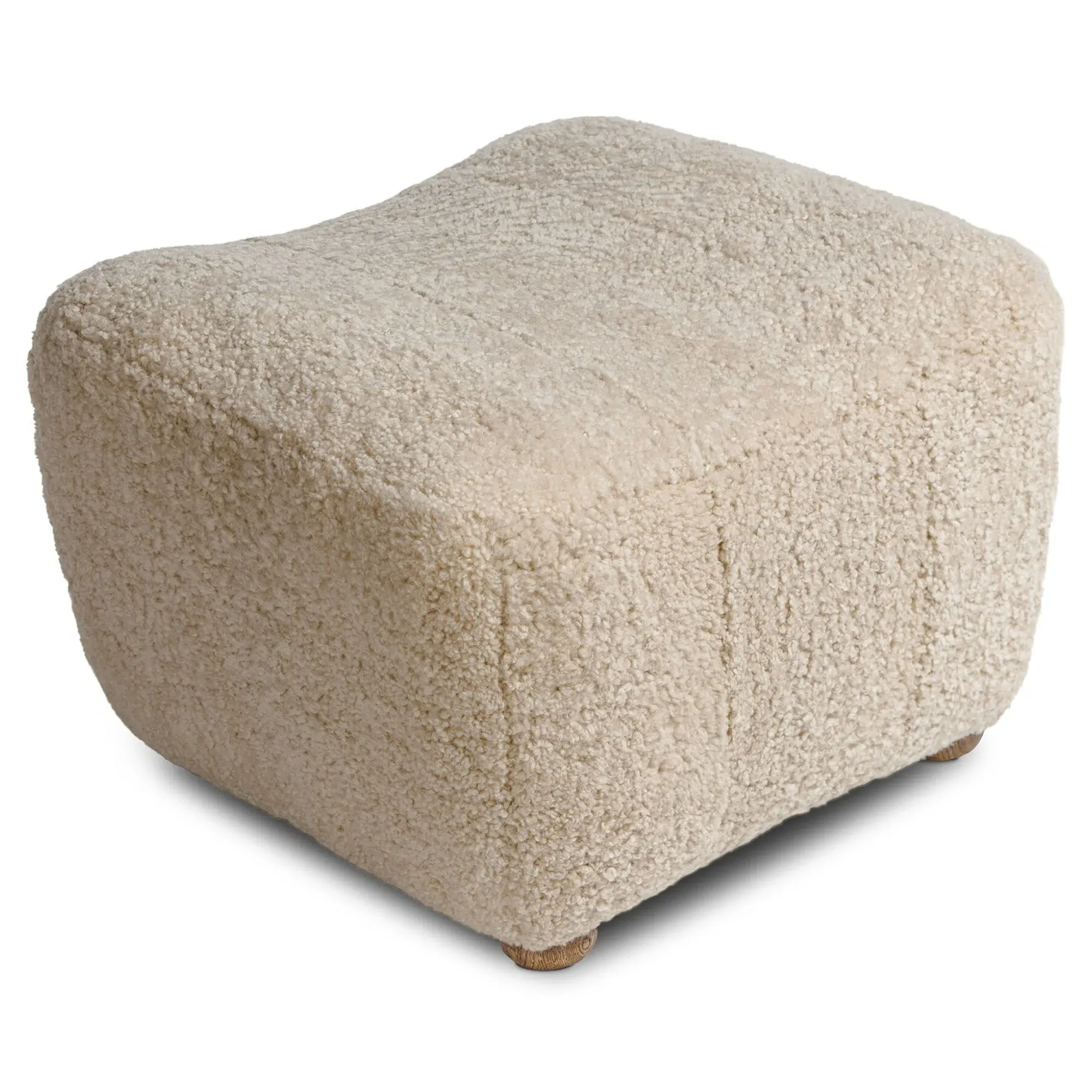 Oslo Shearling Ottoman - Beige, Oak