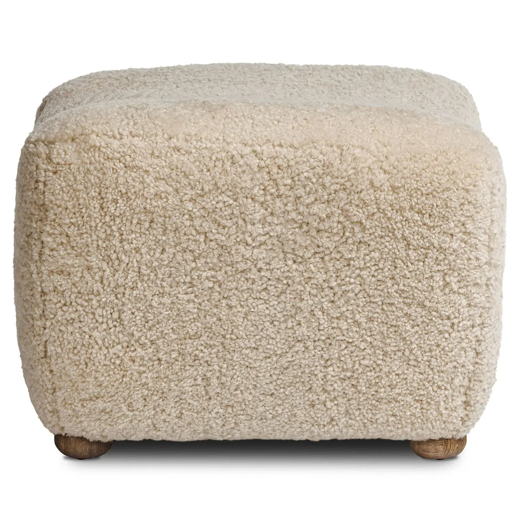 Oslo Shearling Ottoman - Beige, Oak