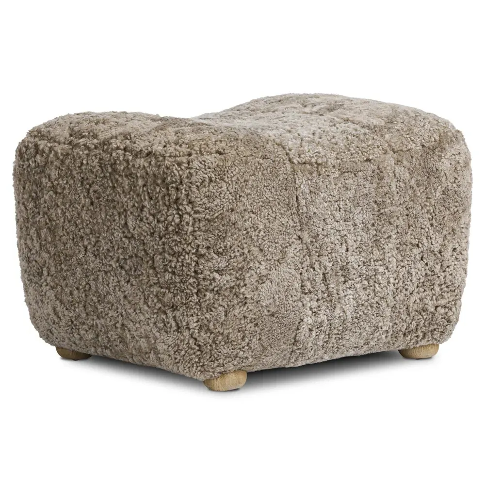 Oslo Shearling Ottoman - Taupe, Oak