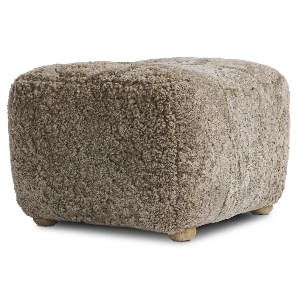 Oslo Shearling Ottoman - Taupe, Oak