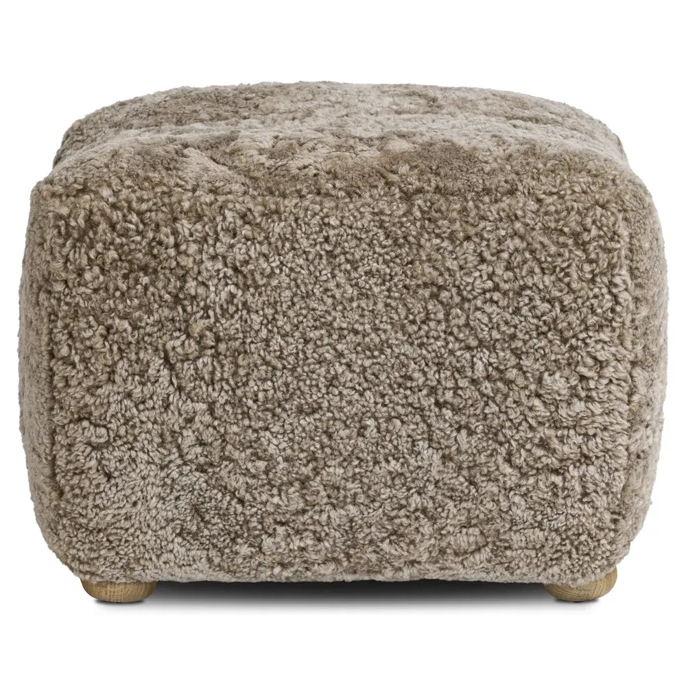 Oslo Shearling Ottoman - Taupe, Oak