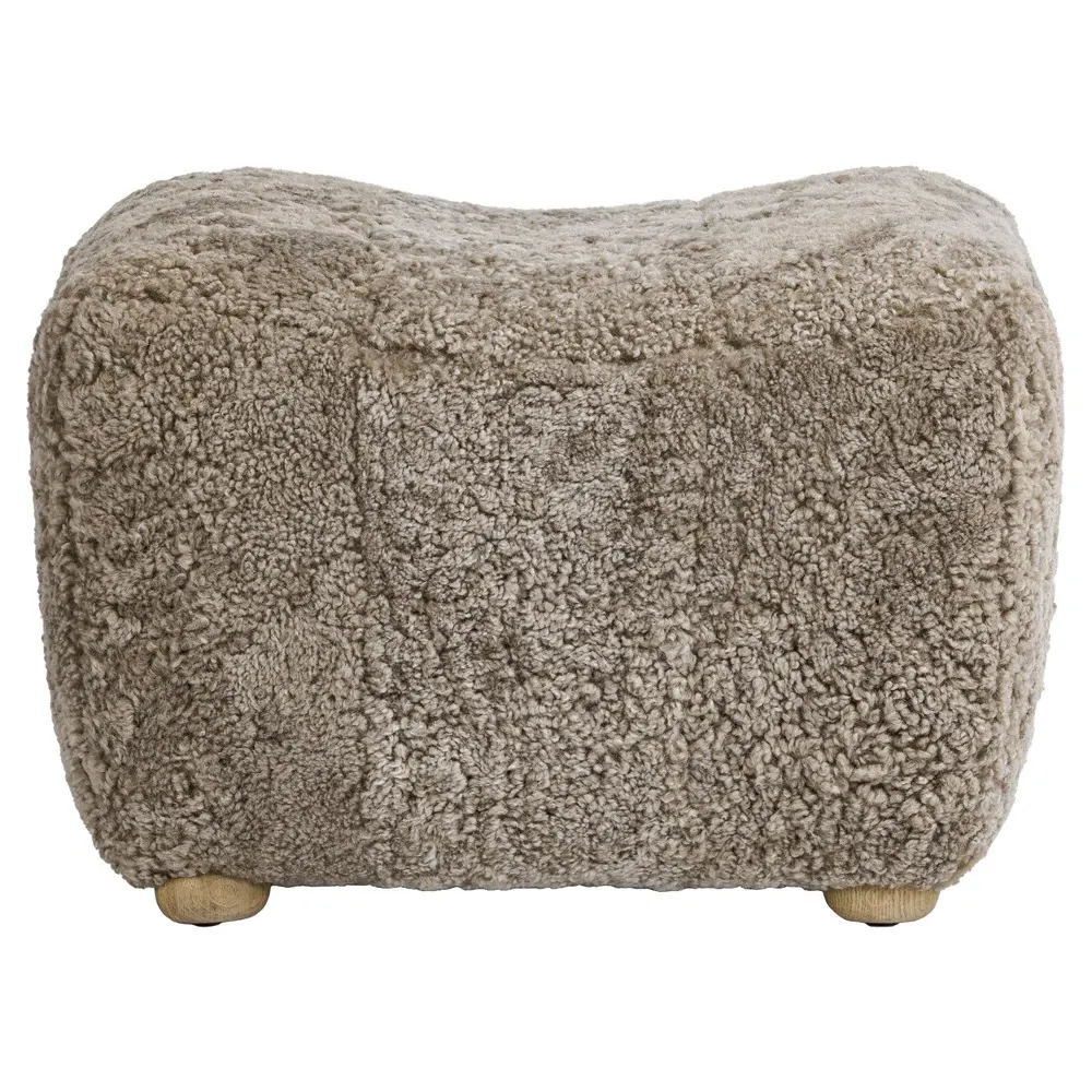 Oslo Shearling Ottoman - Taupe, Oak