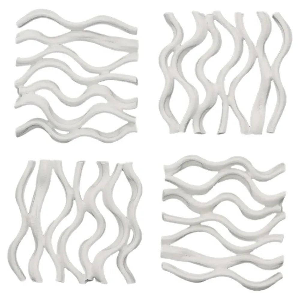 Oswald Tile Wall Sculpture Set of 4 - White image