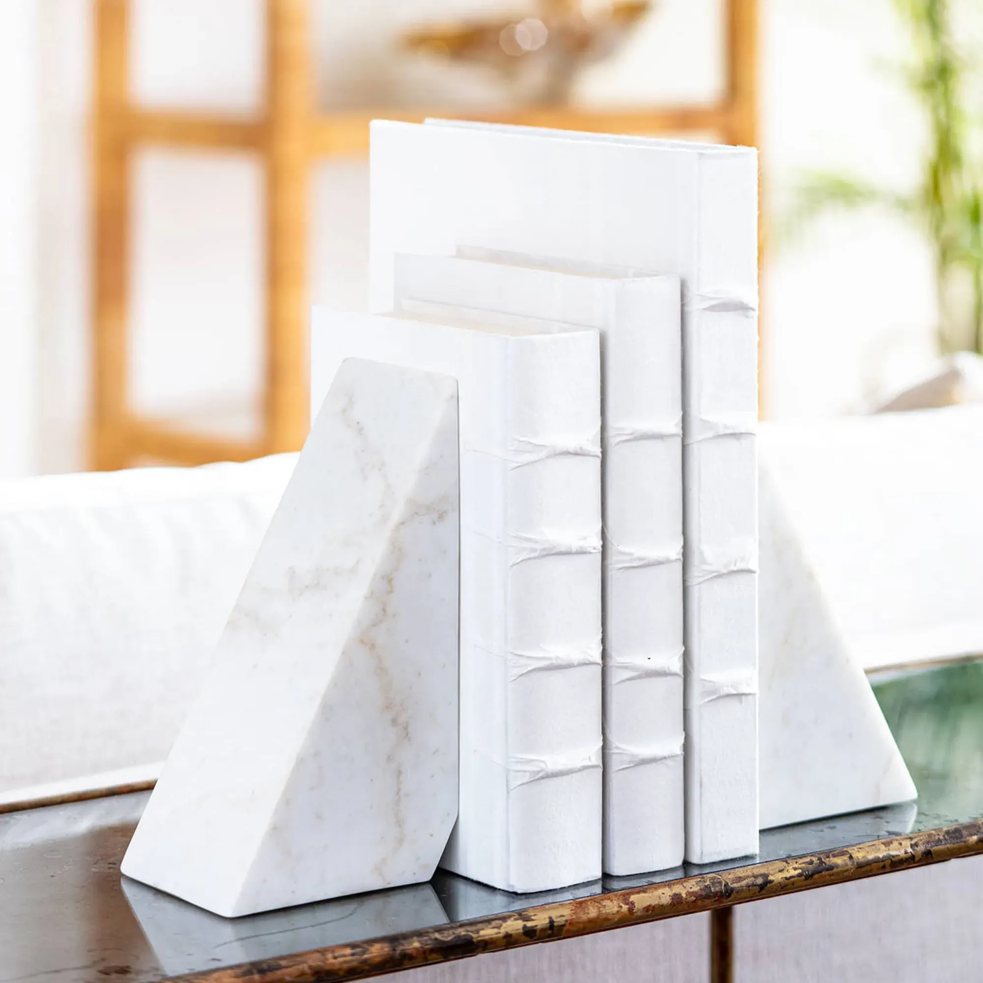 Othello Bookends - White, Marble
