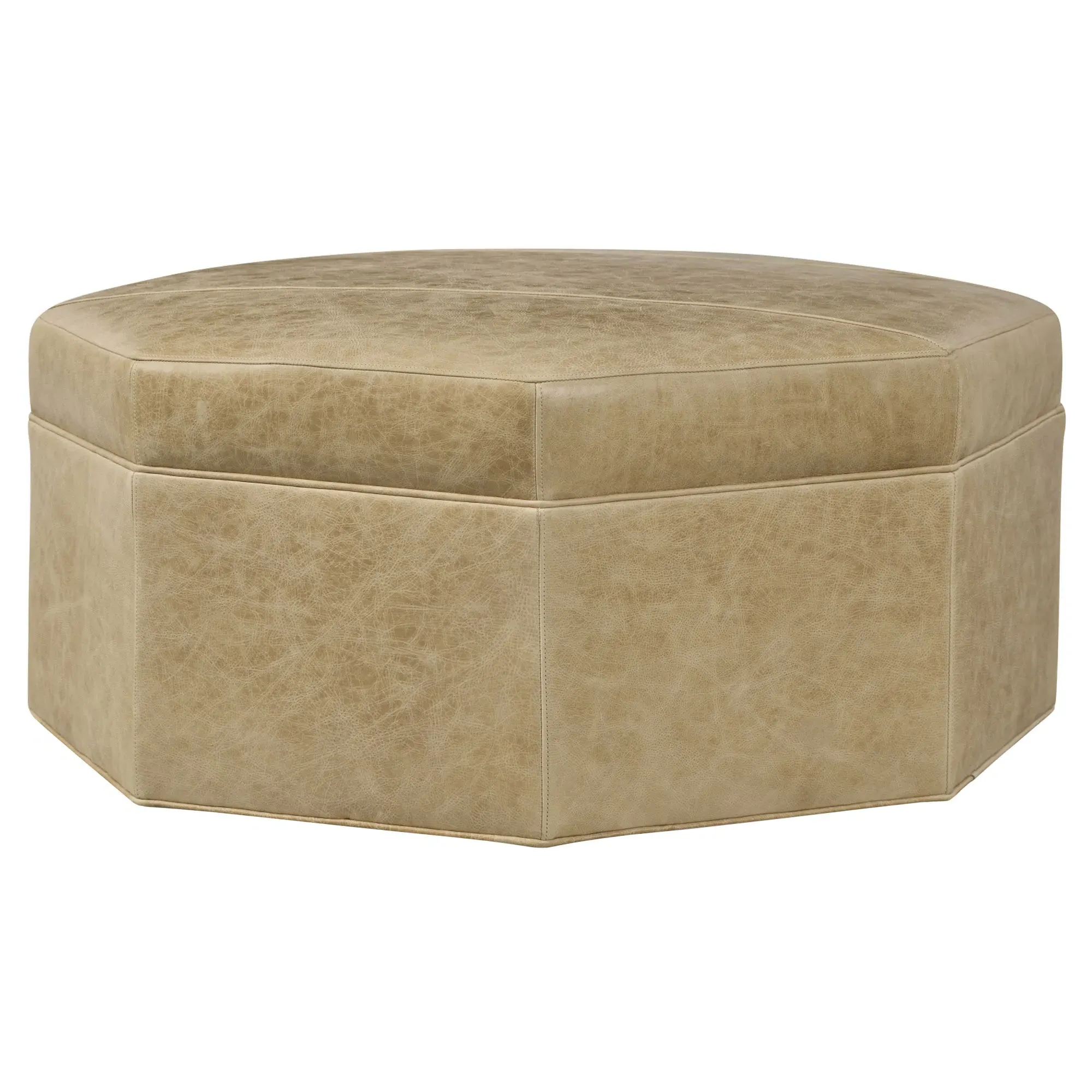 Ottilie Square Ottoman - Brown, Leather image