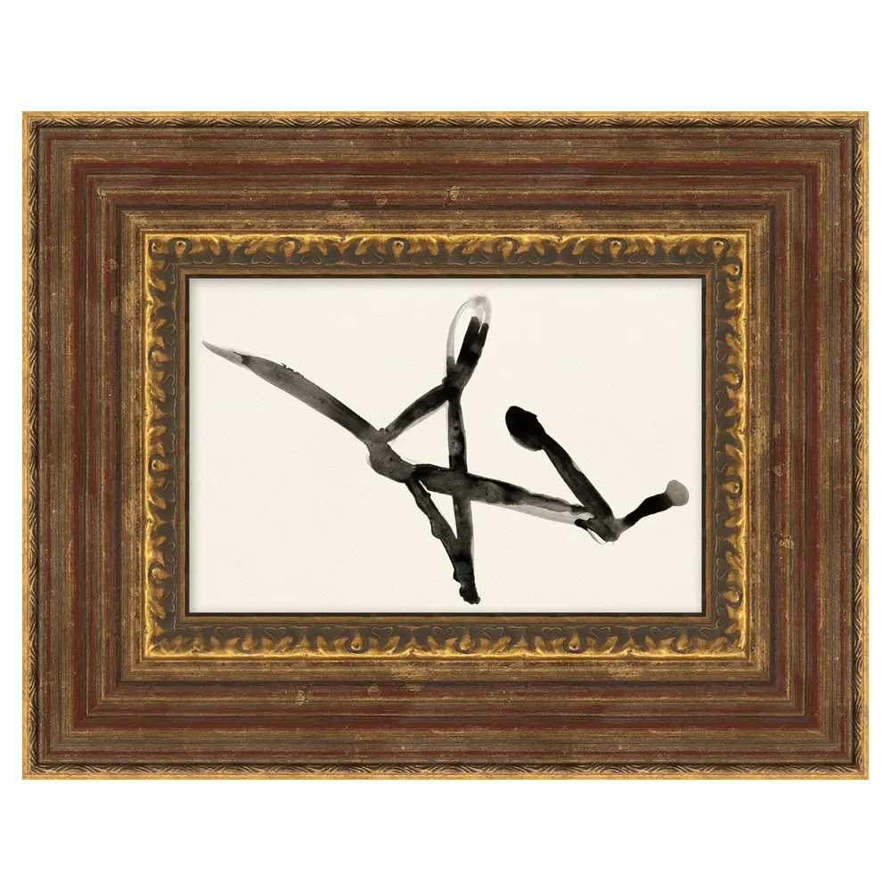 Otto Abstract Antique Gold Frame Painting - Black