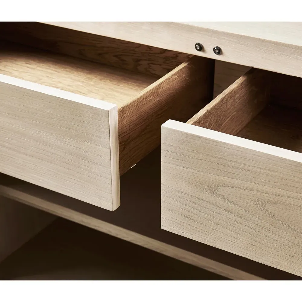 Otto Etched Water Steel Media Cabinet - Yellow-Gold, Oak