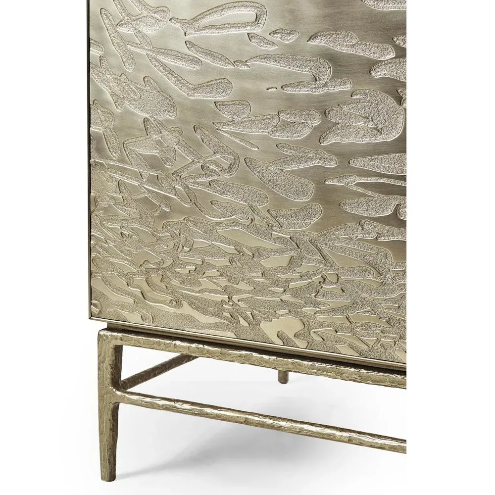 Otto Etched Water Steel Sideboard - Yellow-Gold, Oak