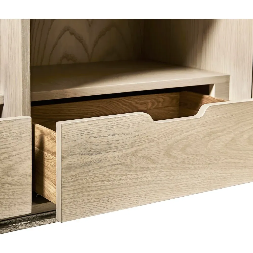 Otto Etched Water Steel Sideboard - Yellow-Gold, Oak