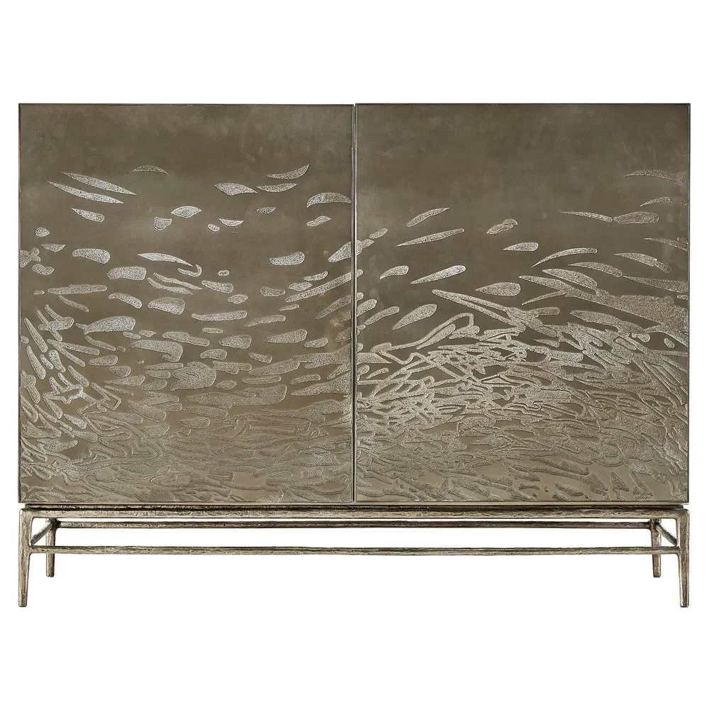 Otto Etched Water Steel Sideboard - Yellow-Gold, Oak image