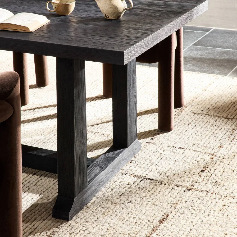 Otto Rectangular Dining Table - Black, Pine Wood