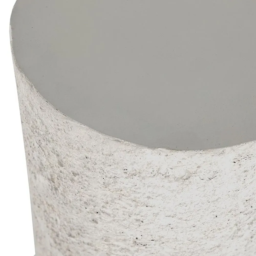 Otto Round End Table - White, Concrete